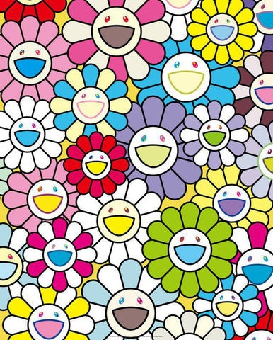 Takashi Murakami - A little flower painting : Yellow, white and purple flowers Cadre Art